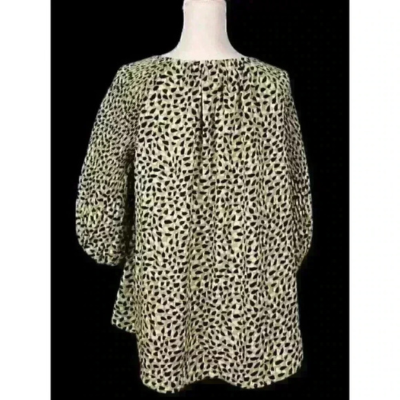 Anthropologie EASEL Animal Print GREEN/BLACK/WHITE Long Sleeve SEE MEASUREMENTS - Picture 11 of 14